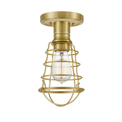 Luminosa Lighting Elstead Quoizel Mixon Semi Flush Ceiling Light Brushed Brass