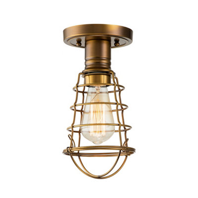 Luminosa Lighting Elstead Quoizel Mixon Semi Flush Ceiling Light Weathered Brass from B&Q