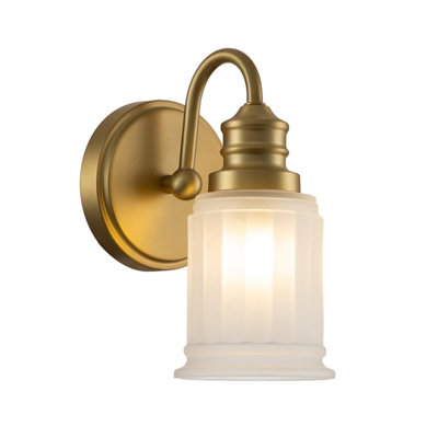 Luminosa Lighting Elstead Quoizel Swell Wall Lamp Brushed BrassIp44 from B&Q