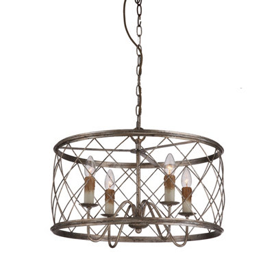 Elstead Lighting Dury 4 Light Pendant ChandelierCentury Silver Leaf from B&Q
