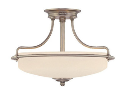 Elstead Griffin 3 Light Semi Flush Ceiling Light Antique NickelE27 from B&Q