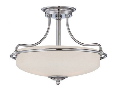 Elstead Griffin 3 Light Semi Flush Ceiling Light Polished ChromeE27 from B&Q