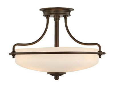 Elstead Griffin 3 Light Semi Flush Ceiling Light Palladian BronzeE27 from B&Q