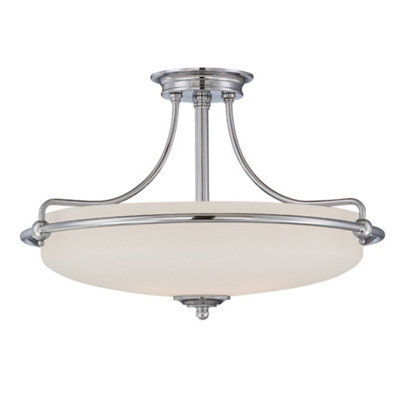 Elstead Griffin 4 Light Semi Flush Ceiling Light Antique NickelE27 from B&Q