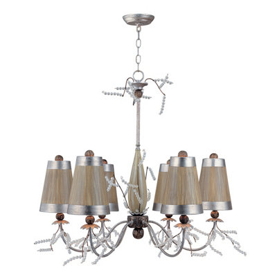 Elstead Lighting Kristal Luxe 6 Light ChandelierSilver Leaf & Taupe from B&Q