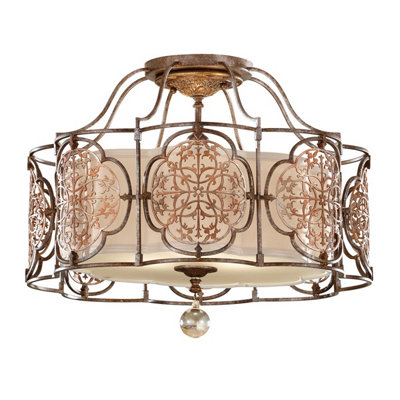 Elstead Marcella 3 Light Semi Flush Ceiling Light British BronzeE27