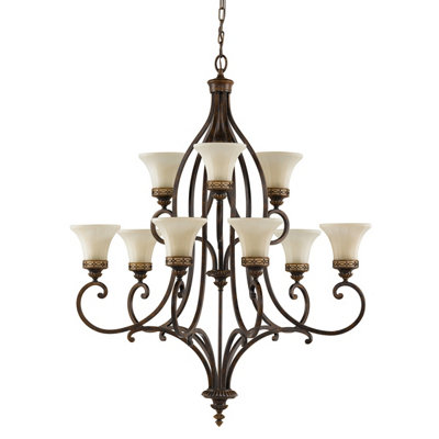 Elstead Drawing Room 9 Light Multi Arm Chandelier Walnut FinishE27