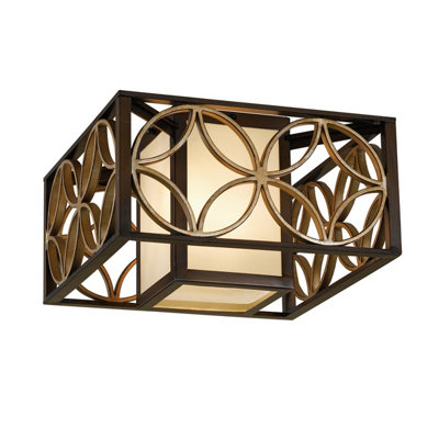 Elstead Remy 2 Light Flush Ceiling Light GoldBronze from B&Q