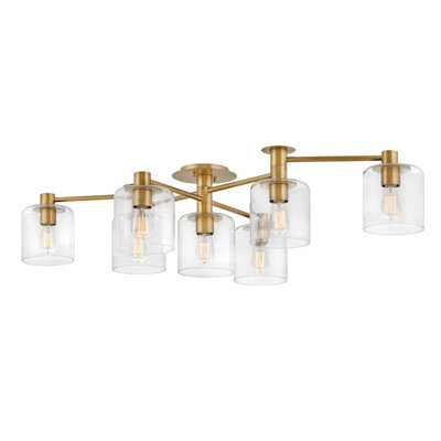 Luminosa Lighting Luminosa Hinkley Axel Multi Arm Semi Flush Ceiling Lamp Heritage Brass from B&Q