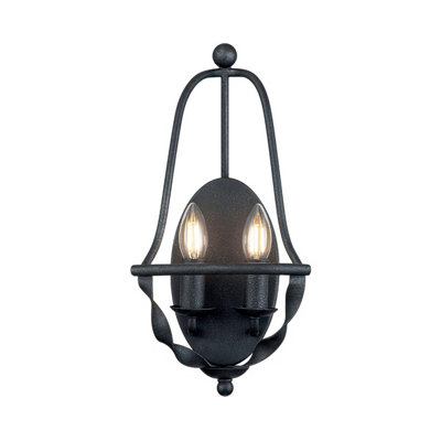 Luminosa Lighting Elstead Quoizel Bradbury Candle Wall Lamp Grey Ash from B&Q