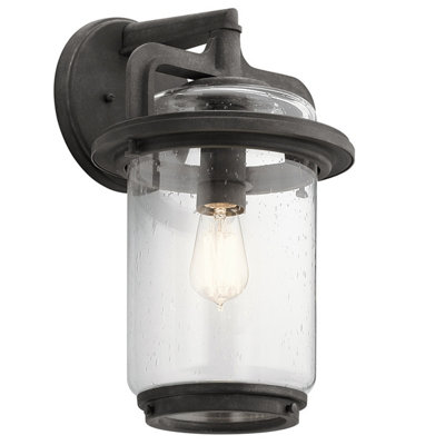 Luminosa Lighting Elstead Kichler Andover Outdoor 1 Light Wall Lantern Weathered Zinc Ip44 from B&Q