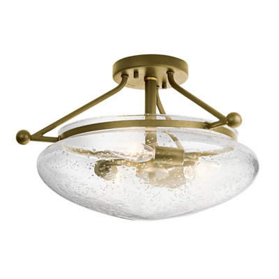 Luminosa Lighting Elstead Kichler Belle 3 Light Semi-Flush Mount Brushed Natural Brass from B&Q