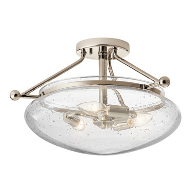 Luminosa Lighting Elstead Kichler Belle 3 Light Semi-Flush Mount Polished Nickel from B&Q