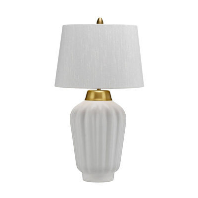 Luminosa Lighting Elstead Bexley 1 Light Table Lamp WhiteBrushed Brass from B&Q