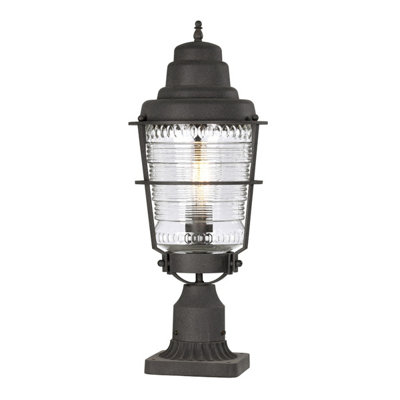 Luminosa Lighting Elstead Kichler Chance Harbor Outdoor 1 Light Pedestal Lantern Weathered Zinc Ip44 from B&Q