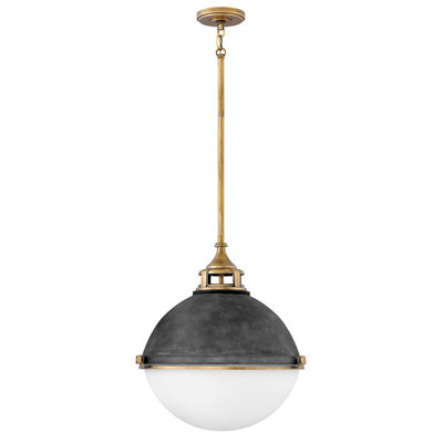 Luminosa Lighting Elstead Hinkley Fletcher 3 Light Pendant Aged Zinc With Heritage Brass from B&Q