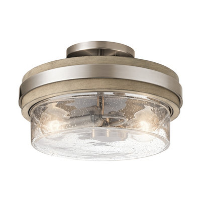 Luminosa Lighting Elstead Kichler Grand Bank 2 Light Semi-Flush Mount Antique Grey from B&Q