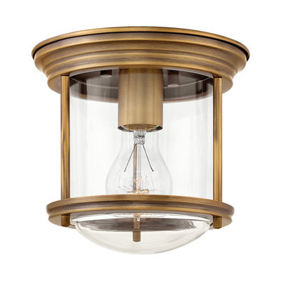 Luminosa Lighting Elstead Hinkley Hadrian 1 Light Flush Mount Brushed Bronze With Glass Ip44 from B&Q