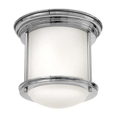 Luminosa Lighting Elstead Hinkley Hadrian 1 Light Flush Mount Chrome With Opal Glass Ip44 from B&Q