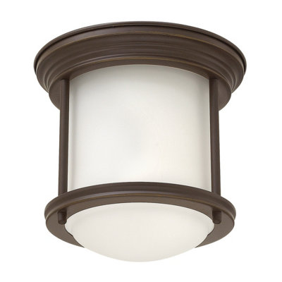 Luminosa Lighting Elstead Hinkley Hadrian 1 Light Flush Mount Oil Rubbed Bronze With Opal Glass Ip44 from B&Q