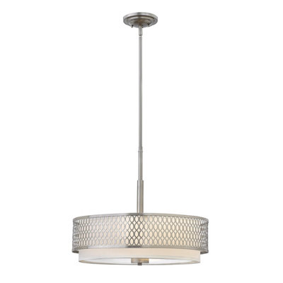 Luminosa Lighting Elstead Hinkley Fredrick Ramond Jules 3 Light Pendant / Semi-Flush Brushed Nickel from B&Q