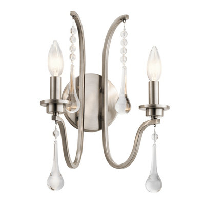 Luminosa Lighting Elstead Kichler Karlee 2 Light Wall Light Classic Pewter from B&Q