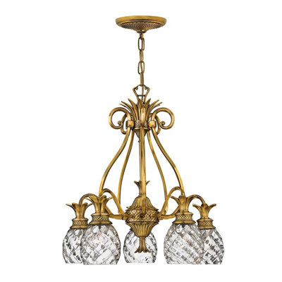 Luminosa Lighting Elstead Hinkley Plantation 5 Light Chandelier Burnished Brass from B&Q