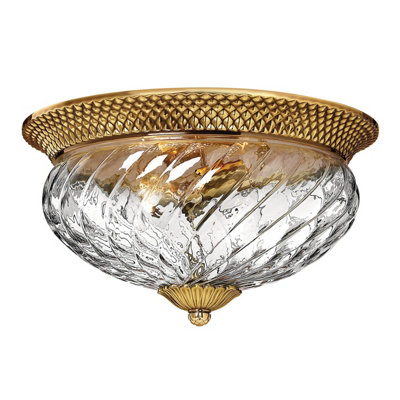 Luminosa Lighting Elstead Hinkley Plantation 3 Light Flush Mount Burnished Brass from B&Q