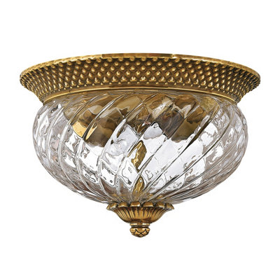 Luminosa Lighting Elstead Hinkley Plantation 2 Light Flush Mount Burnished Brass from B&Q