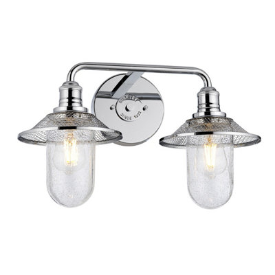 Luminosa Lighting Elstead Hinkley Rigby 2 Light Wall Light Polished Chrome Ip44