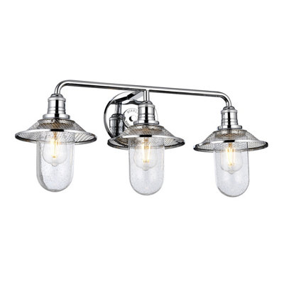Luminosa Lighting Elstead Hinkley Rigby 3 Light Wall Light Polished Chrome Ip44