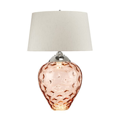 Luminosa Lighting Elstead Samara Large Table Lamp Salmon-Tinted Glass from B&Q