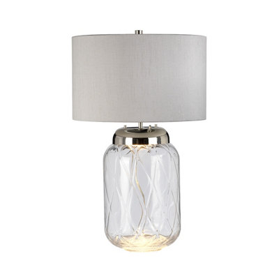 Luminosa Lighting Elstead Sola 2 Light Table Lamp Metal Work Polished Nickel from B&Q
