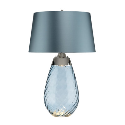 Elstead Lena 2 Light Large Blue Table LampBlue-Tinted Glass Duck Egg Blue ShadeE27 from B&Q