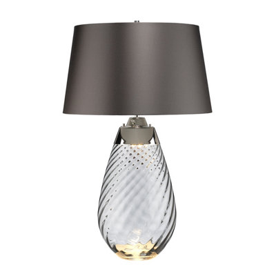 Elstead Lena 2 Light Large Smoke Table LampSmoke-Tinted Glass Slate ShadeE27 from B&Q