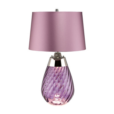Elstead Lena 2 Light Small Plum Table LampPlum-Tinted Glass Heather ShadeE27 from B&Q