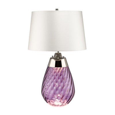 Elstead Lena 2 Light Small Plum Table Lamp With Off-White ShadePlum-Tinted Glass Off-White ShadeE27 from B&Q