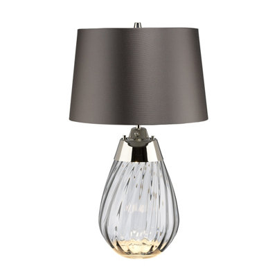 Elstead Lena 2 Light Small Smoke Table LampSmoke-Tinted Glass Slate ShadeE27 from B&Q