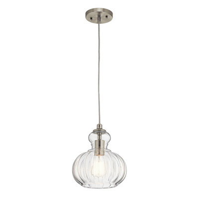 Elstead Riviera 1 Light PendantBrushed NickelE27 from B&Q