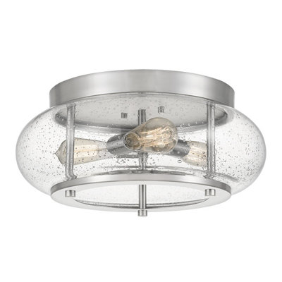 Luminosa Ing Elstead Trilogy 3 Flush Mount, Brushed Nickel, E27 Light