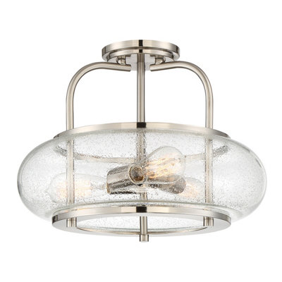 Elstead Trilogy 3 Light Semi-Flush MountBrushed NickelE27 from B&Q