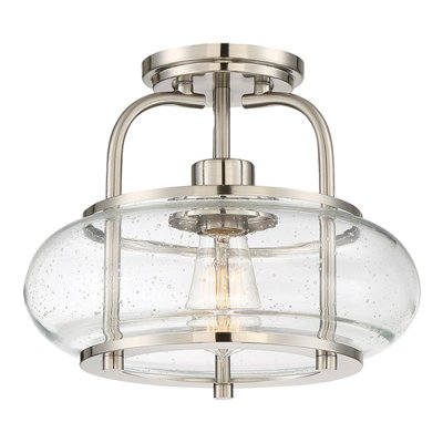 Elstead Trilogy 1 Light Semi-Flush MountBrushed NickelE27 from B&Q