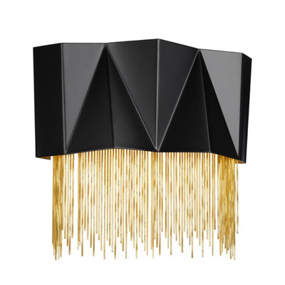 Elstead Zuma 3 Light Wall LightSatin BlackGoldG9 from B&Q