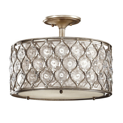 Elstead Lucia 3 Light Semi Flush Ceiling Light Burnished SilverE27 from B&Q