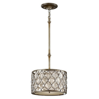 Elstead Lucia 1 Light Ceiling Cylindrical Pendant Polished SilverE27 from B&Q