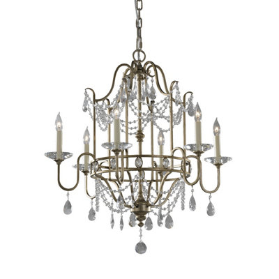 Elstead Gianna 6 Light Chandelier Silver FinishE14 from B&Q