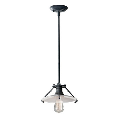 B&Q -  Elstead Urban Renewal 1 Light Ceiling Pendant Weathered ZincOpal GlassE27