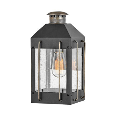Luminosa Lighting Elstead Hinkley Fitzgerald Outdoor Wall Lantern Textured Black With Burnished BronzeIp44