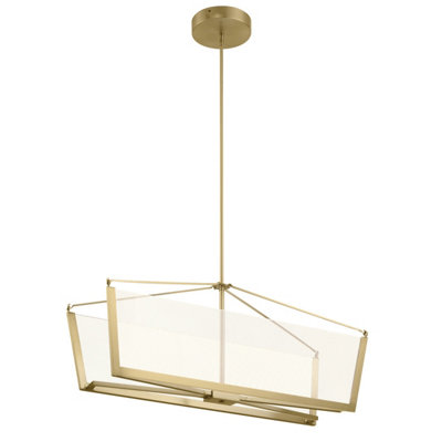 Luminosa Lighting Luminosa Kichler Calters Integrated Led Bar Pendant Ceiling Light Champagne Gold3000K from B&Q