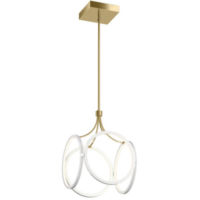 Luminosa Lighting Luminosa Kichler Ciri Integrated Led Pendant Ceiling Light White With Champagne Gold3000K from B&Q